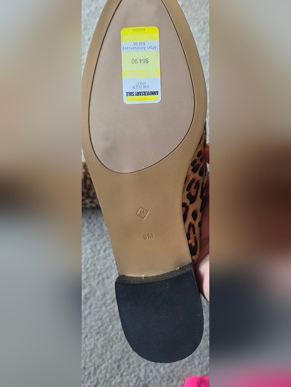Halogen Violet Leopard Print Calf Hair Mules Size 8 - Picture 7 of 8